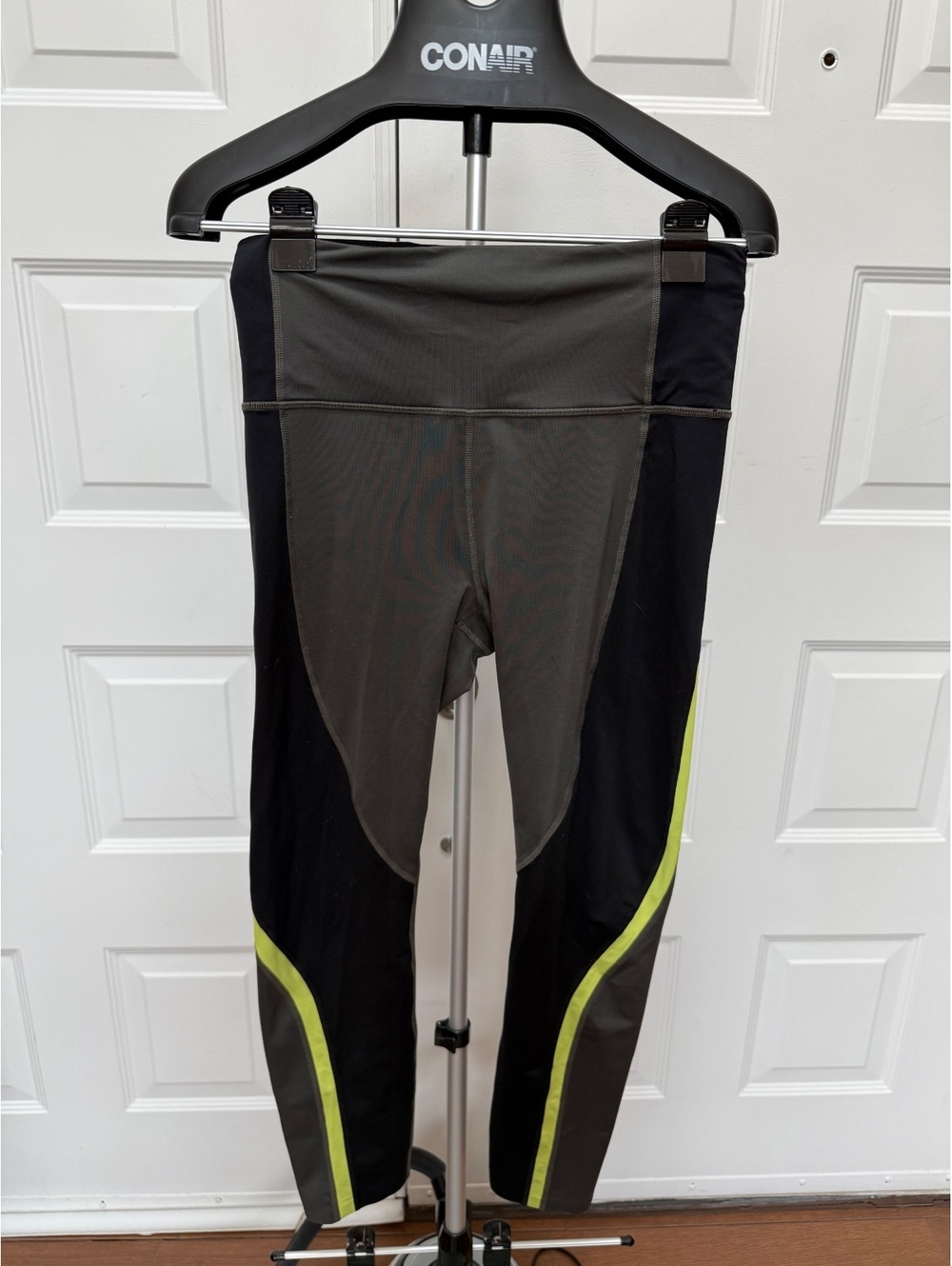 Athleta Women's High Waist Leggings with Lime Green Stripe, Size M, Stretchy and